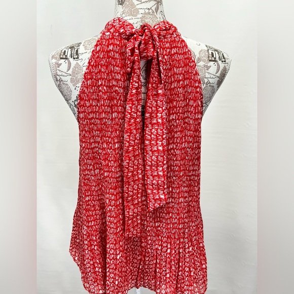 Cherry red and white MAX STUDIO halter top, size L. - Picture 4 of 14